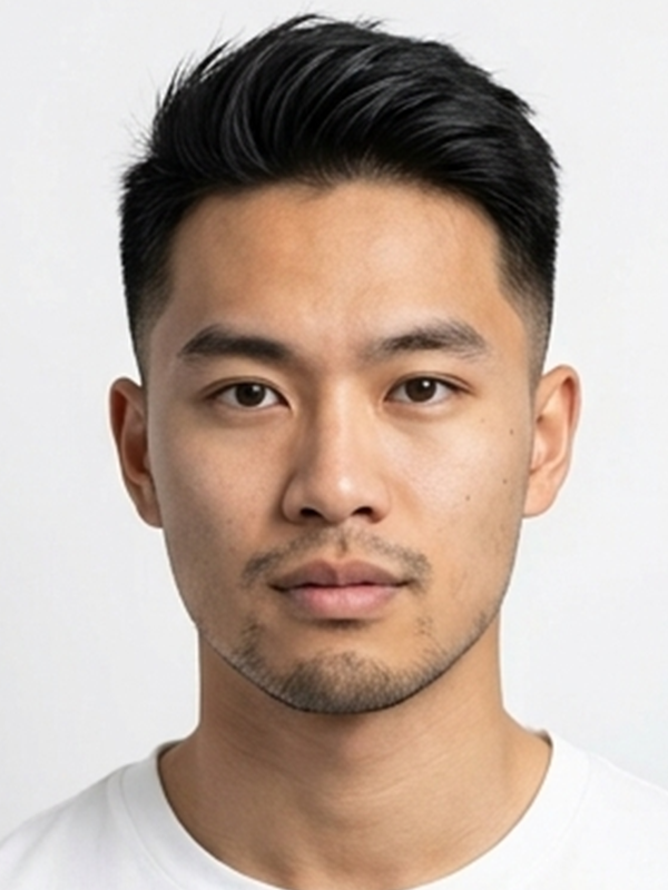 Quiff classique lisse sur un homme aux cheveux foncés