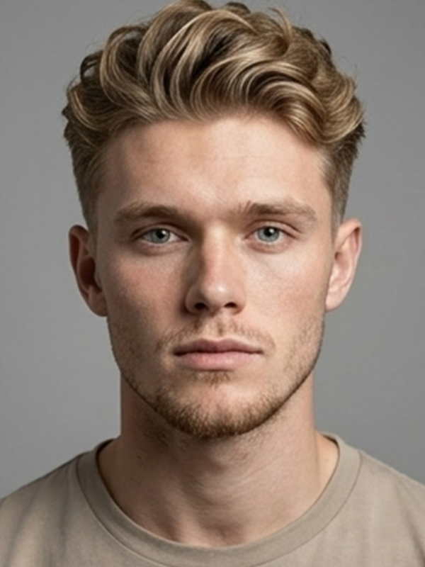 Messy quiff sur cheveux ondulés