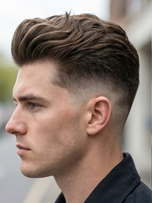 Quiff avec barbe sur un homme d'une trentaine d'années