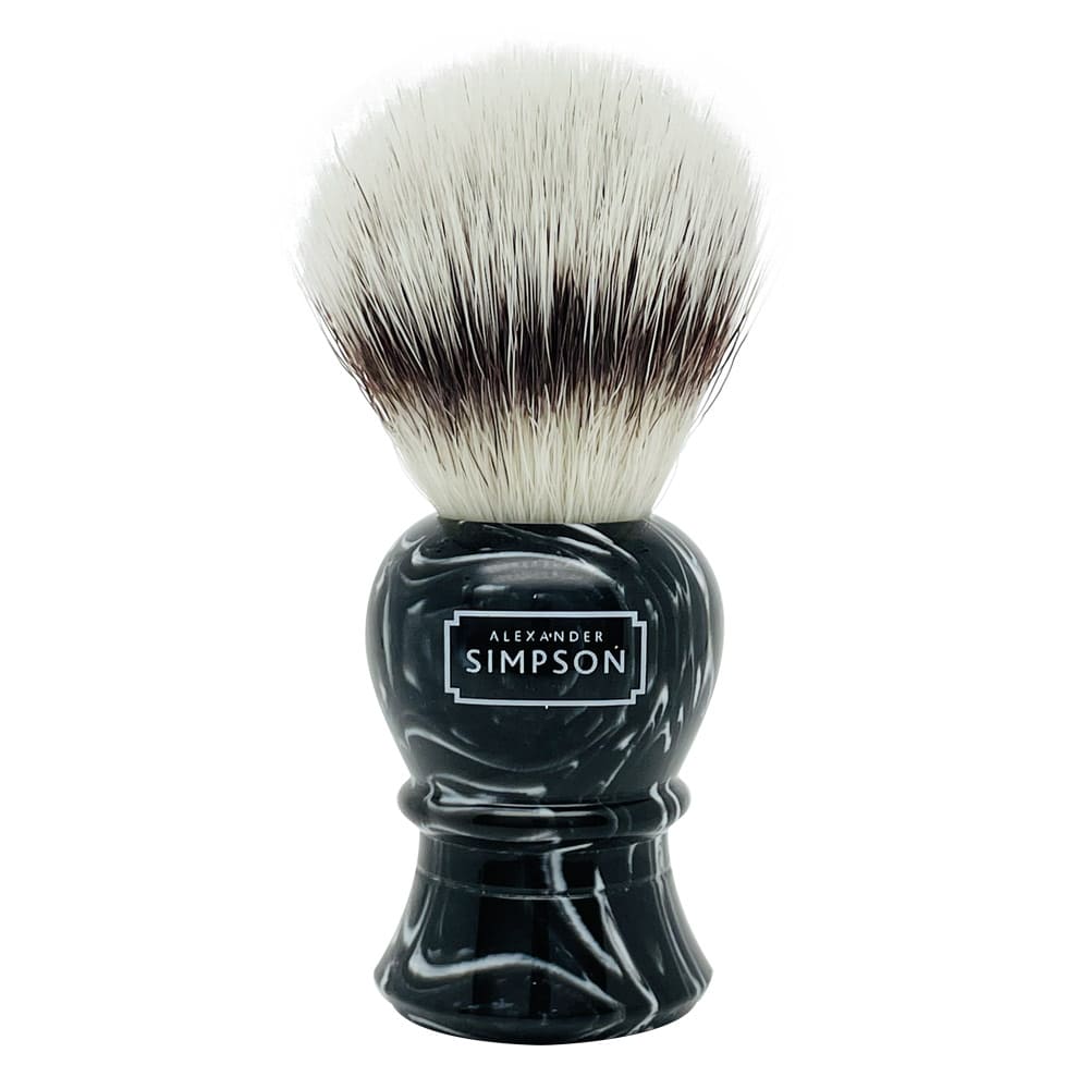 SIMPSONS Blaireau de rasage Islington L – Synthetic – Imitation marbre ébène