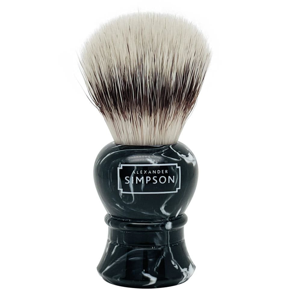 SIMPSONS Blaireau de rasage Islington S – Synthetic – Imitation marbre ébène