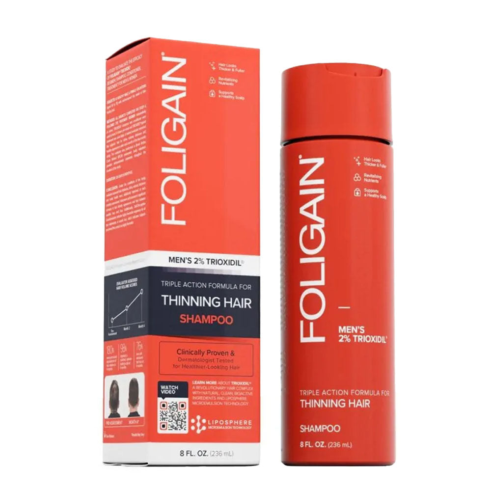 Shampoo Foligain Triple Action pour cheveux clairsemés (2% Trioxidil)