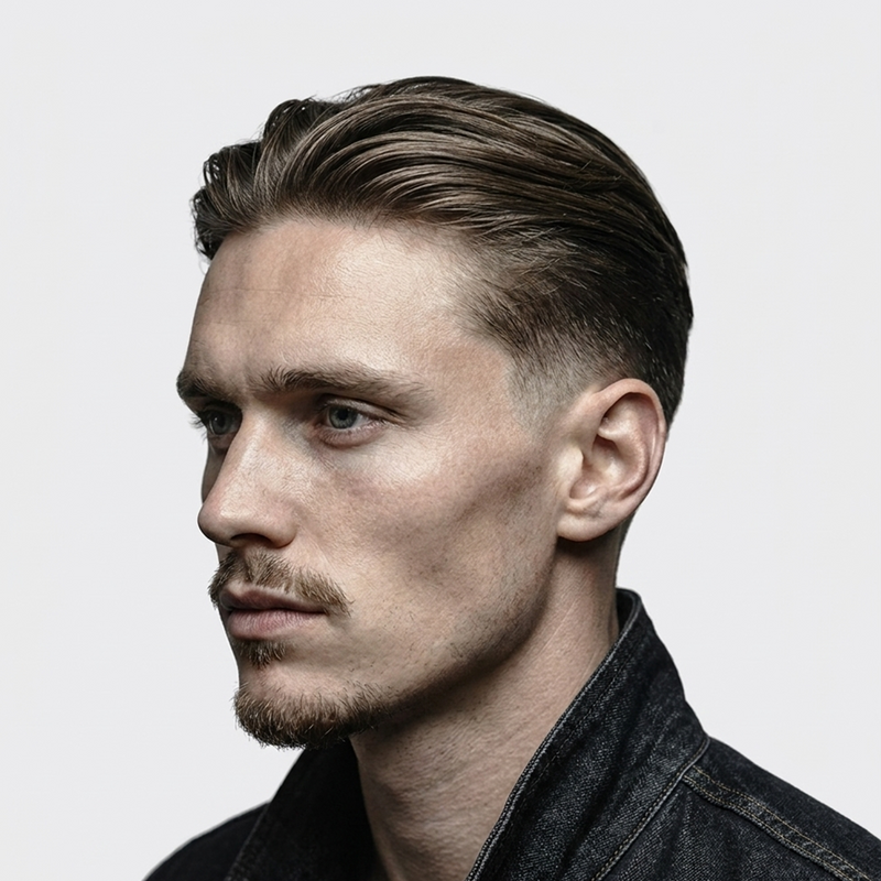 Slick Back middle part