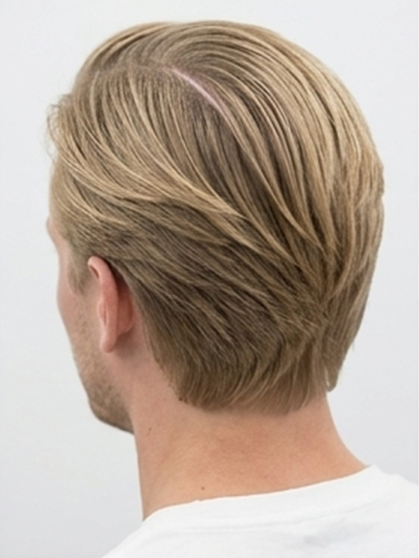 Slick back classique avec raie centrale nette et brillance