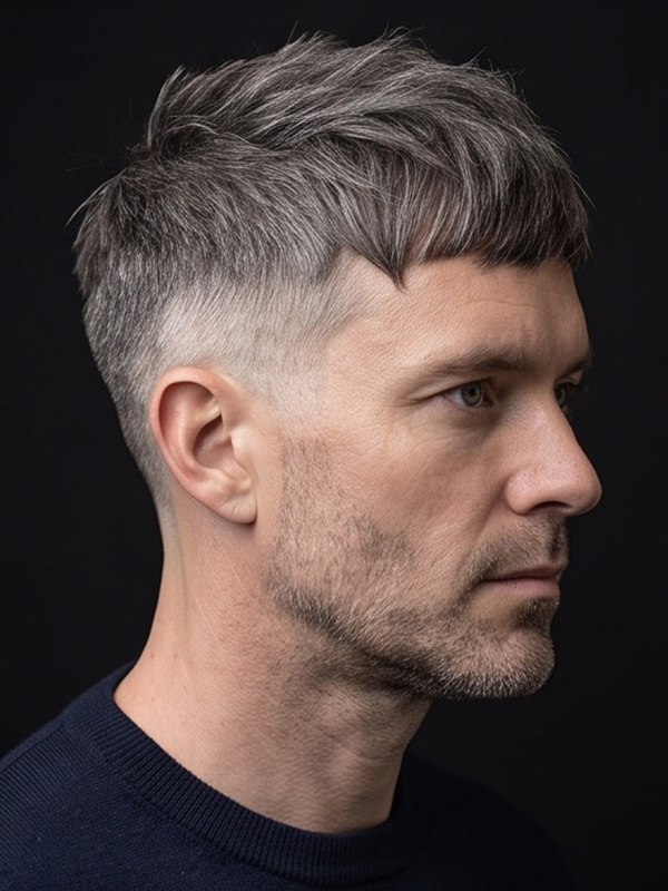 French crop moderne avec mid fade sur un jeune homme