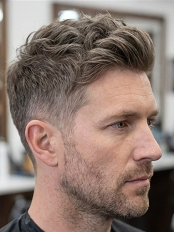 Crew cut sur un homme aux cheveux gris