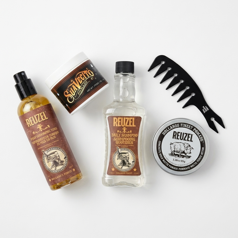 The Alpha Men Slick Back Middle Part Complete Kit
