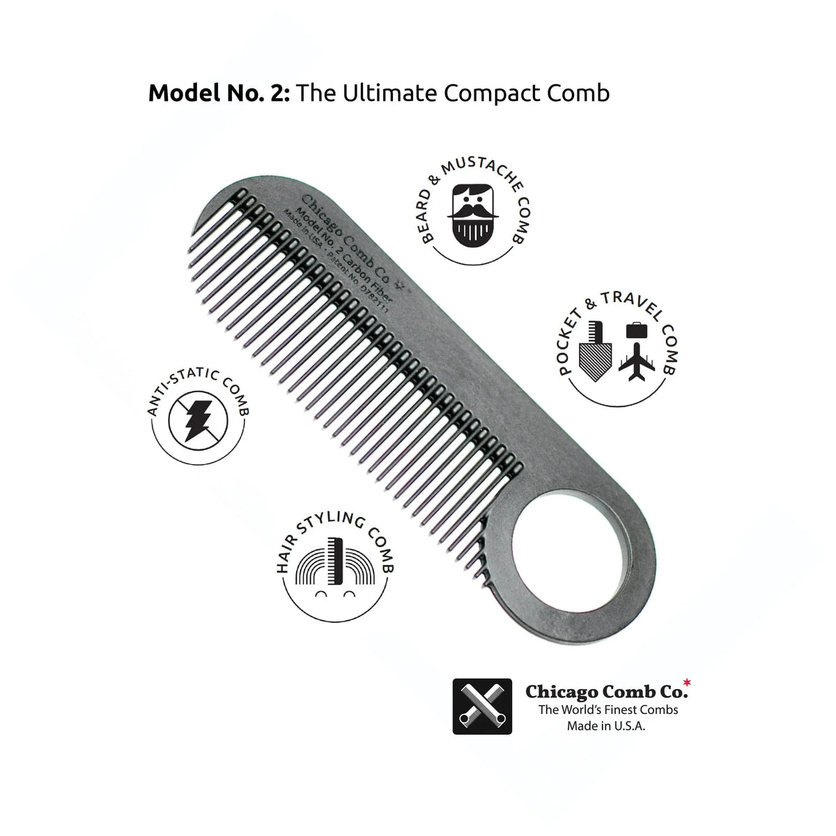 Beard Comb Model No. 2 – Carbon