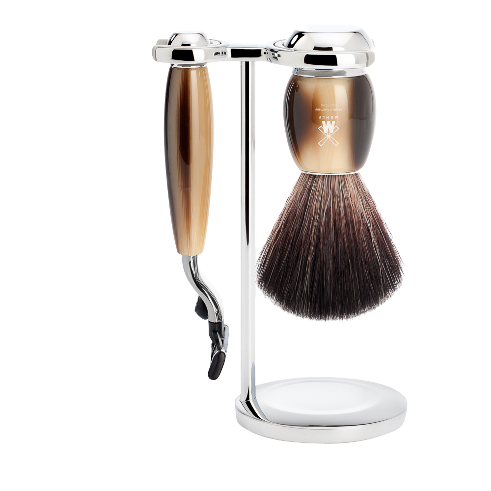 Mühle Vivo Mach3 Shaving Set 3-Piece - Horn Brown