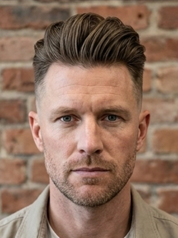 Quiff haut sur un homme aux cheveux épais et raides