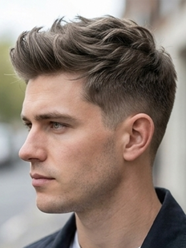 Quiff blond avec du volume sur le devant