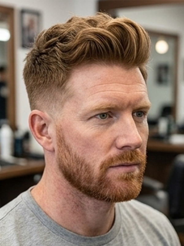 Quiff moderne avec taper fade sur un jeune homme