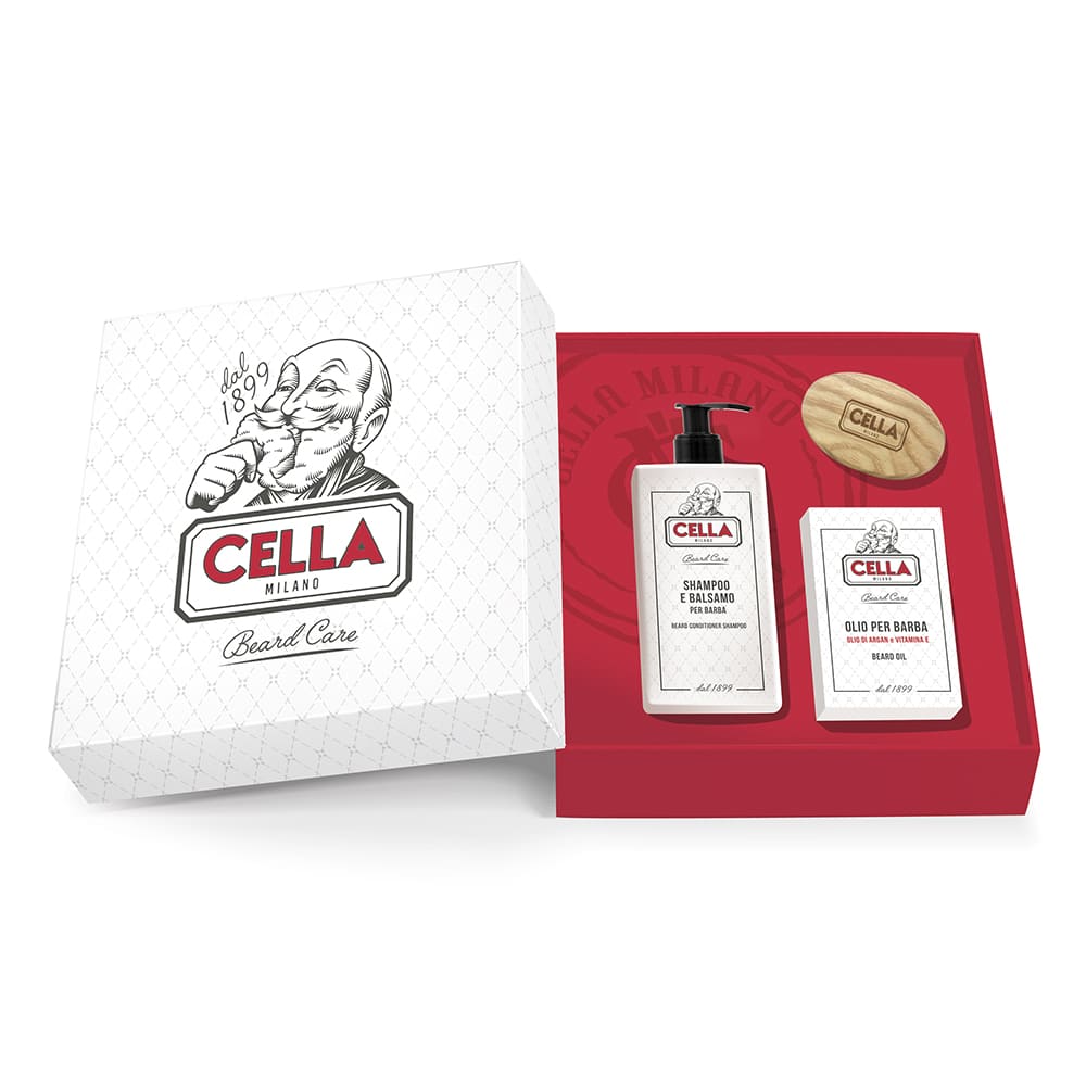 Cella Milano Coffret soin de la barbe – shampooing, huile et brosse