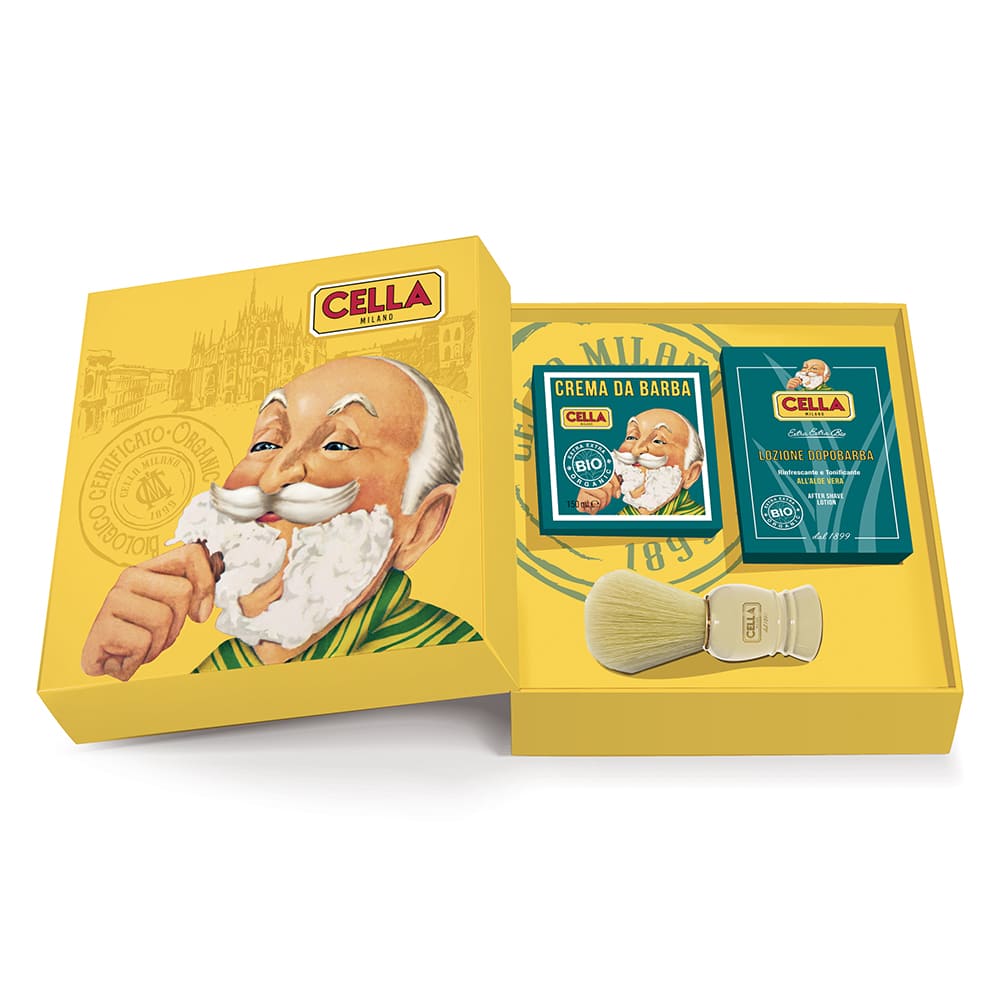 Cella Milano Coffret de rasage bio – crème, après-rasage et blaireau